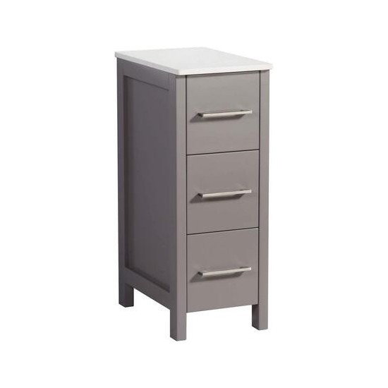 12 inch bathoom vanity cabinet, stone top, soft closing drawers, Gray, VA3012G