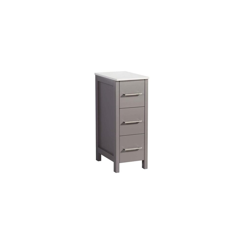 12 inch bathoom vanity cabinet, stone top, soft closing drawers, Gray, VA3012G