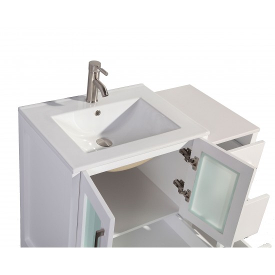 36" sl sink vanity set, ceramic top, soft close, drawers, White, VA3024-36W