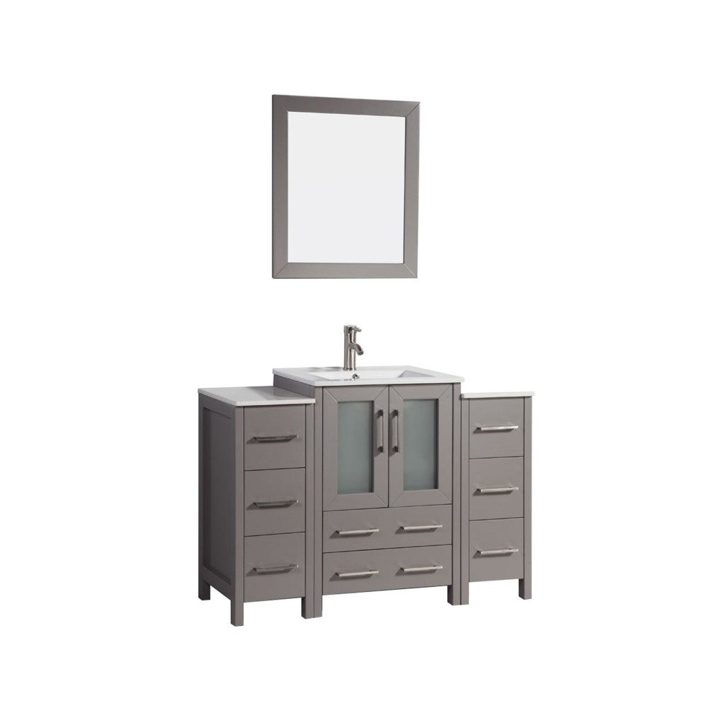 48" sl sink vanity set, ceramic top, soft close, drawers, Gray, VA3024-48G