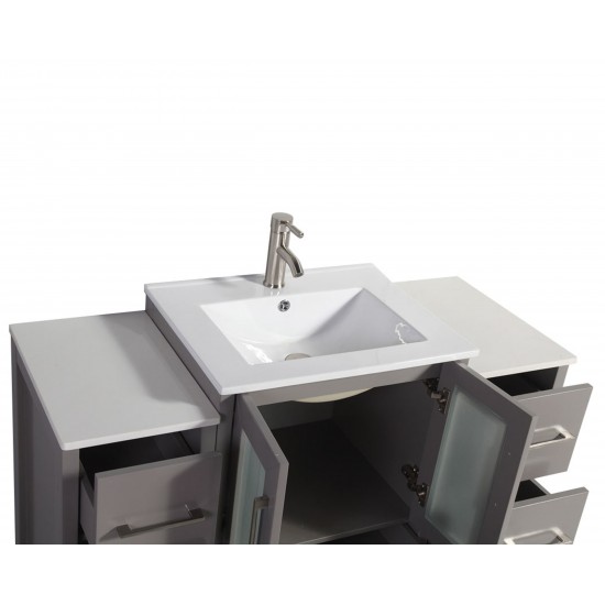 48" sl sink vanity set, ceramic top, soft close, drawers, Gray, VA3024-48G