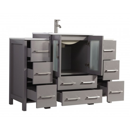 48" sl sink vanity set, ceramic top, soft close, drawers, Gray, VA3024-48G
