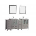 72" dbl sink vanity set, ceramic top, soft close, drawers, Gray, VA3024-72G