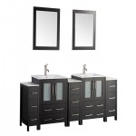 84" dbl sink vanity set, ceramic top, soft close, drawers, Espresso, VA3024-84E