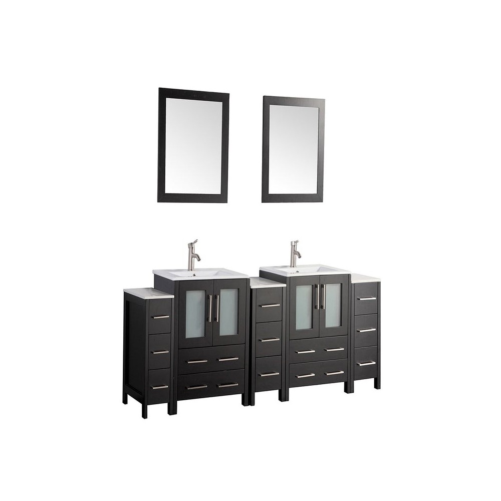 84" dbl sink vanity set, ceramic top, soft close, drawers, Espresso, VA3024-84E 84" dbl sink vanity set, ceramic top, soft close, drawers, Espresso, VA3024-84E