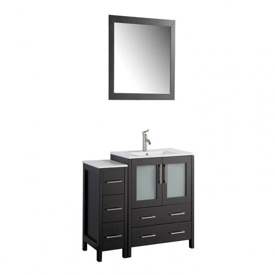 42" sl sink vanity set, ceramic top, soft close, drawers, Espresso, VA3030-42E