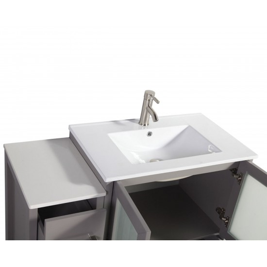 42" sl sink vanity set, ceramic top, soft close, drawers, Gray, VA3030-42G