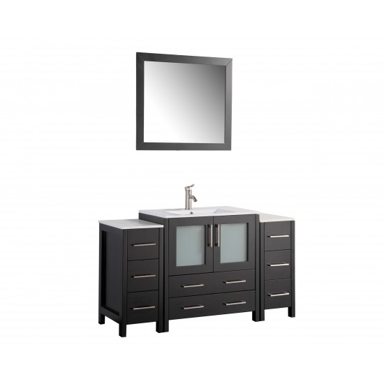 54" sl sink vanity set, ceramic top, soft close, drawers, Espresso, VA3030-54E