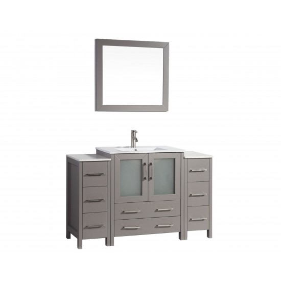 54" sl sink vanity set, ceramic top, soft close, drawers, Gray, VA3030-54G