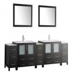 96" dbl sink vanity set, ceramic top, soft close, drawers, Espresso, VA3030-96E