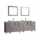 96" dbl sink vanity set, ceramic top, soft close, drawers, Gray, VA3030-96G