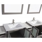 96" dbl sink vanity set, ceramic top, soft close, drawers, Gray, VA3030-96G