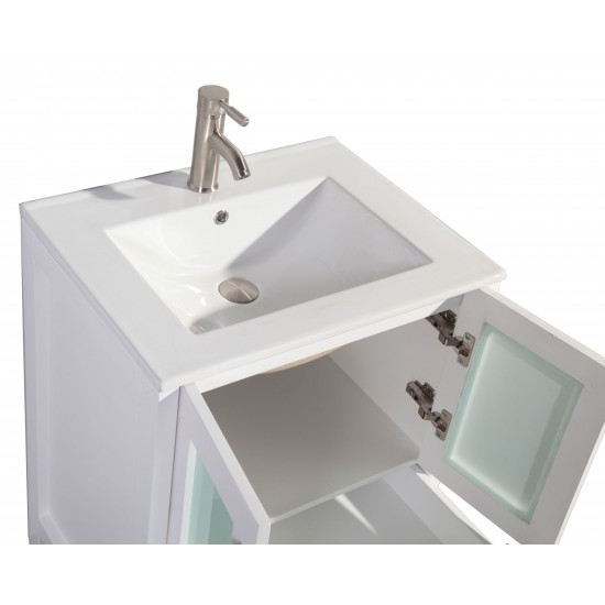 30" sl sink vanity set, ceramic top, soft closing doors, drawers, White, VA3030W