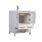 30" sl sink vanity set, ceramic top, soft closing doors, drawers, White, VA3030W