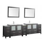 108" dbl sink vanity set, ceramic top, soft close, drawers, Espresso,VA3036-108E