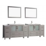 108" dbl sink vanity set, ceramic top, soft close, drawers, Gray, VA3036-108G