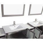 108" dbl sink vanity set, ceramic top, soft close, drawers, Gray, VA3036-108G