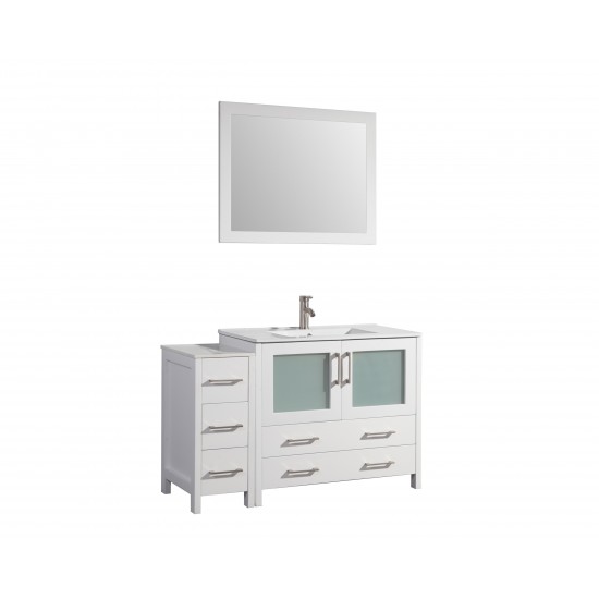 48" sl sink vanity set, ceramic top, soft close, drawers, White, VA3036-48W