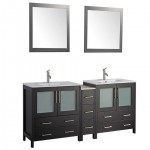 84" dbl sink vanity set, ceramic top, soft close, drawers, Espresso, VA3036-84E