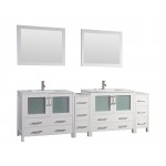 96" dbl sink vanity set, ceramic top, soft close, drawers, White, VA3036-96W