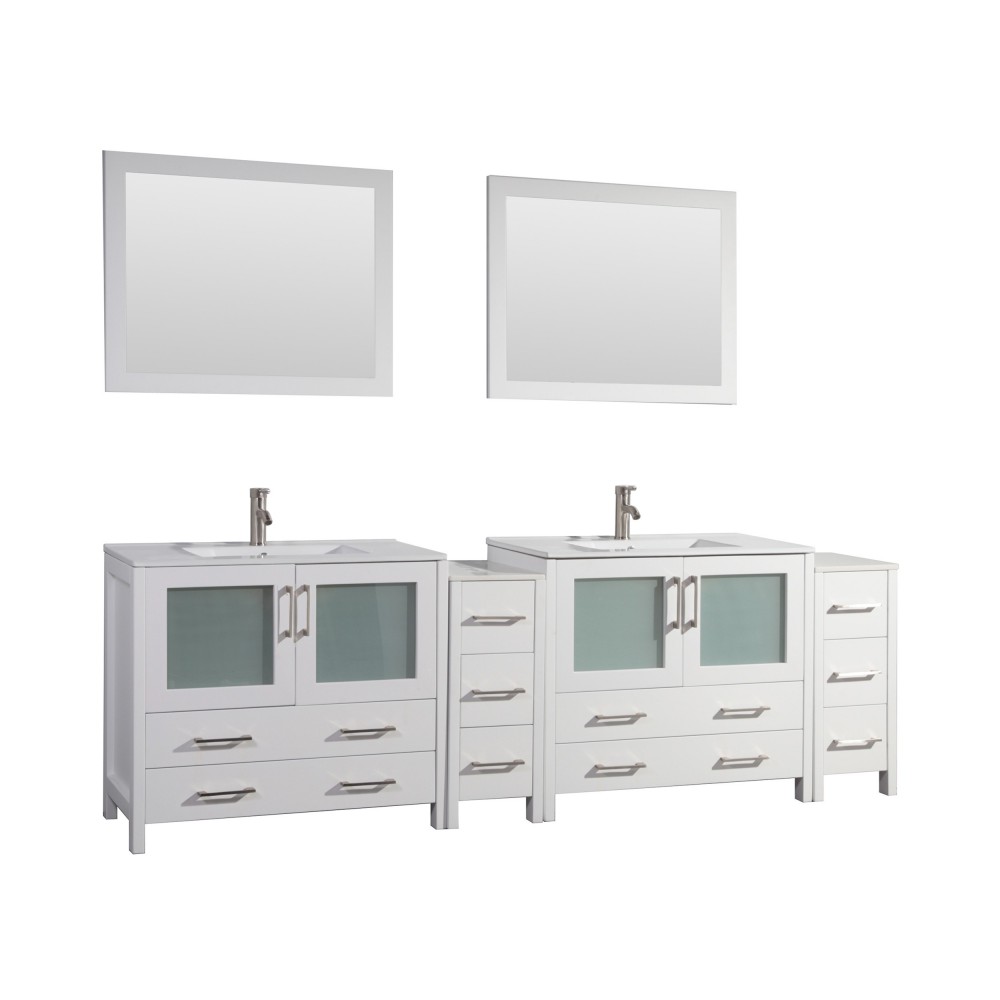 96" dbl sink vanity set, ceramic top, soft close, drawers, White, VA3036-96W 96" dbl sink vanity set, ceramic top, soft close, drawers, White, VA3036-96W