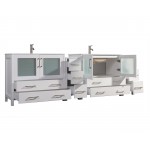 96" dbl sink vanity set, ceramic top, soft close, drawers, White, VA3036-96W