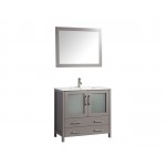 36" sl sink vanity set, ceramic top, soft closing doors, drawers, Gray, VA3036G