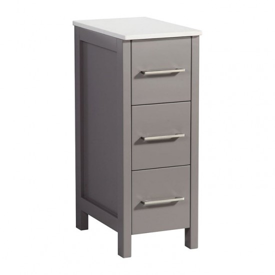 12 inch bathoom vanity cabinet, stone top, soft closing drawers, Gray, VA3112G
