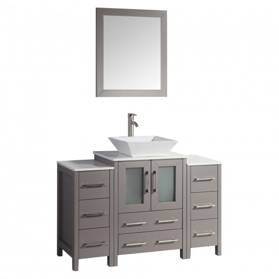 48" sl sink vanity set, ceramic top, soft close, drawers, Gray, VA3124-48G