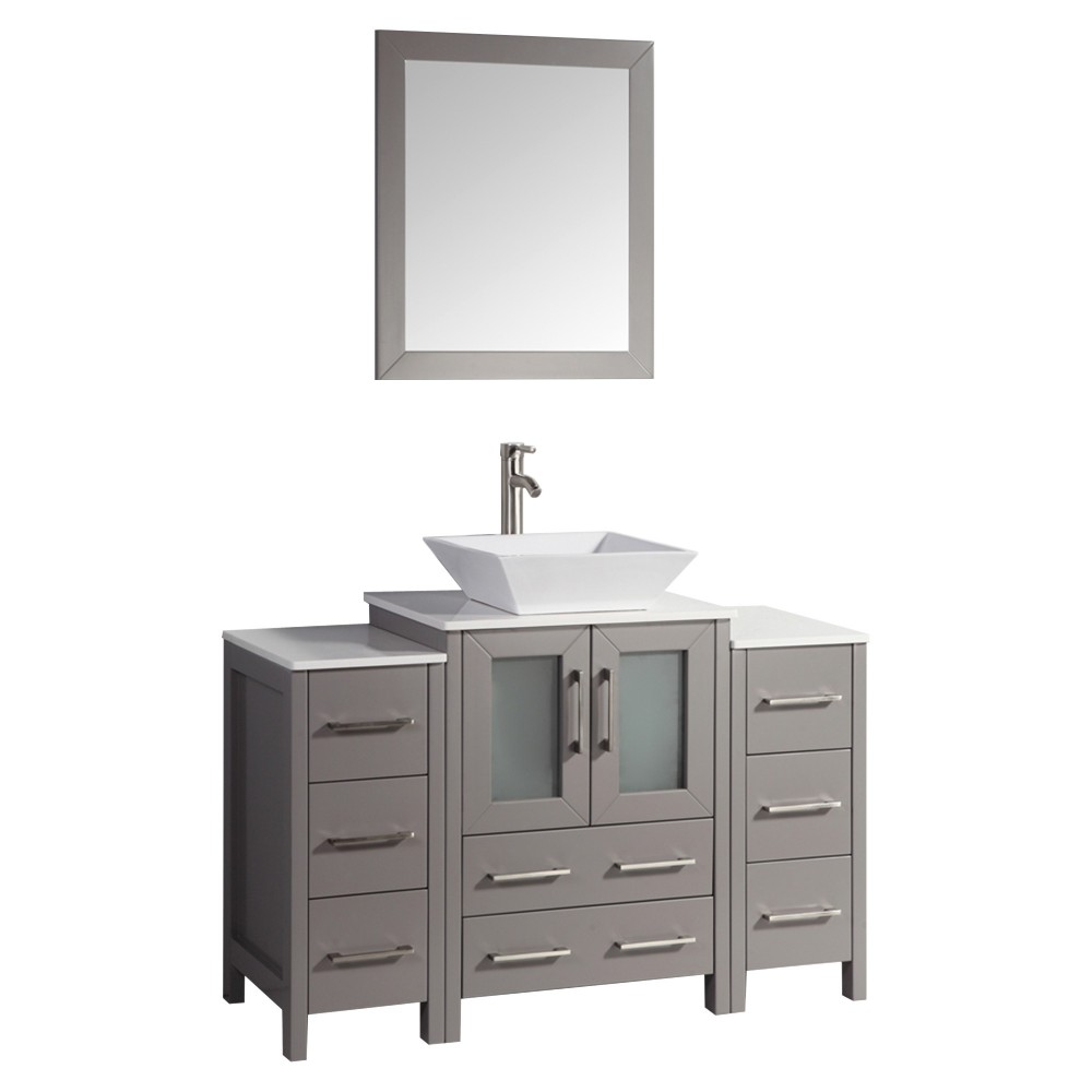 48" sl sink vanity set, ceramic top, soft close, drawers, Gray, VA3124-48G
