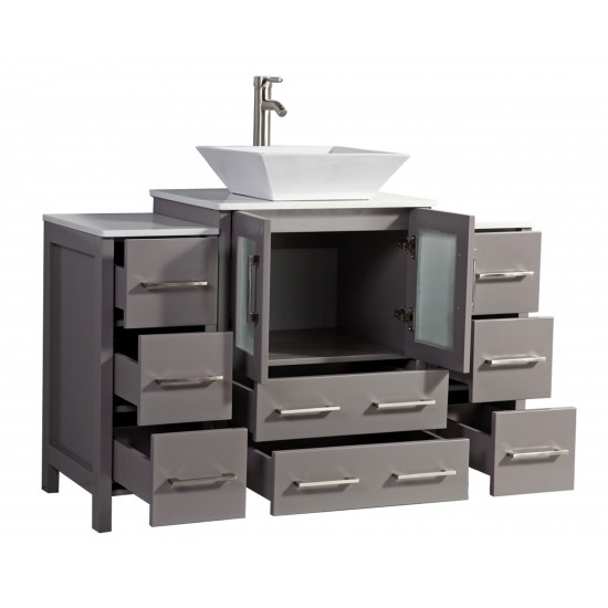 48" sl sink vanity set, ceramic top, soft close, drawers, Gray, VA3124-48G