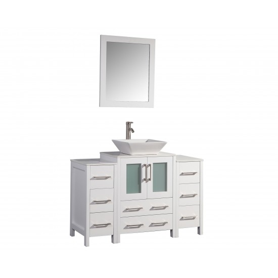 48" sl sink vanity set, ceramic top, soft close, drawers, White, VA3124-48W