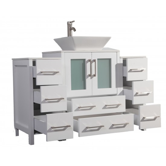 48" sl sink vanity set, ceramic top, soft close, drawers, White, VA3124-48W