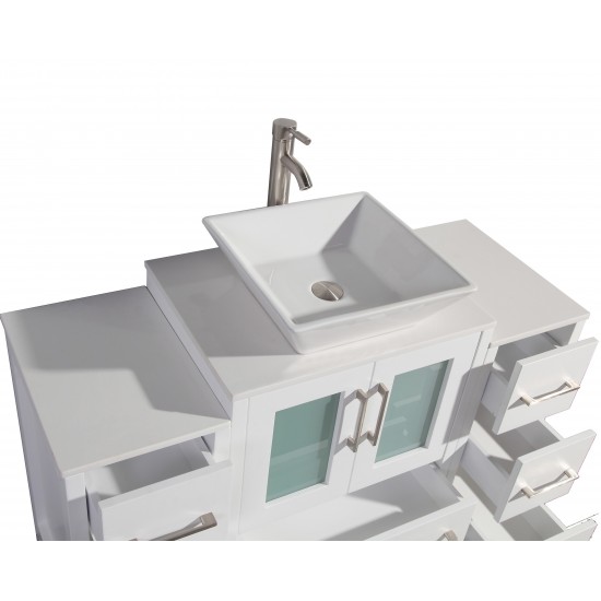 48" sl sink vanity set, ceramic top, soft close, drawers, White, VA3124-48W