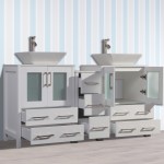 60" dbl sink vanity set, ceramic top, soft close, drawers, White, VA3124-60W