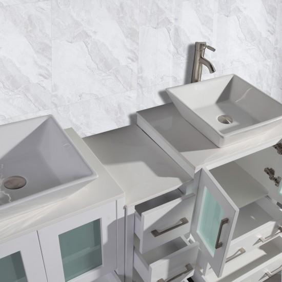 60" dbl sink vanity set, ceramic top, soft close, drawers, White, VA3124-60W