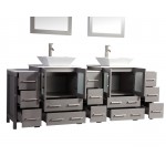 84" dbl sink vanity set, ceramic top, soft close, drawers, Gray, VA3124-84G