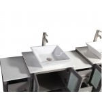 84" dbl sink vanity set, ceramic top, soft close, drawers, Gray, VA3124-84G