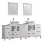 84" dbl sink vanity set, ceramic top, soft close, drawers, White, VA3124-84W
