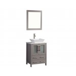 24" sl sink vanity set, ceramic top, soft closing doors, drawers, Gray, VA3124G