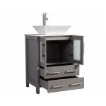 24" sl sink vanity set, ceramic top, soft closing doors, drawers, Gray, VA3124G