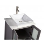 24" sl sink vanity set, ceramic top, soft closing doors, drawers, Gray, VA3124G