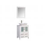 24" sl sink vanity set, ceramic top, soft closing doors, drawers, White, VA3124W