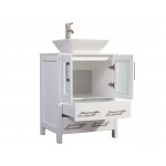 24" sl sink vanity set, ceramic top, soft closing doors, drawers, White, VA3124W