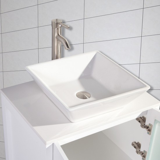 24" sl sink vanity set, ceramic top, soft closing doors, drawers, White, VA3124W