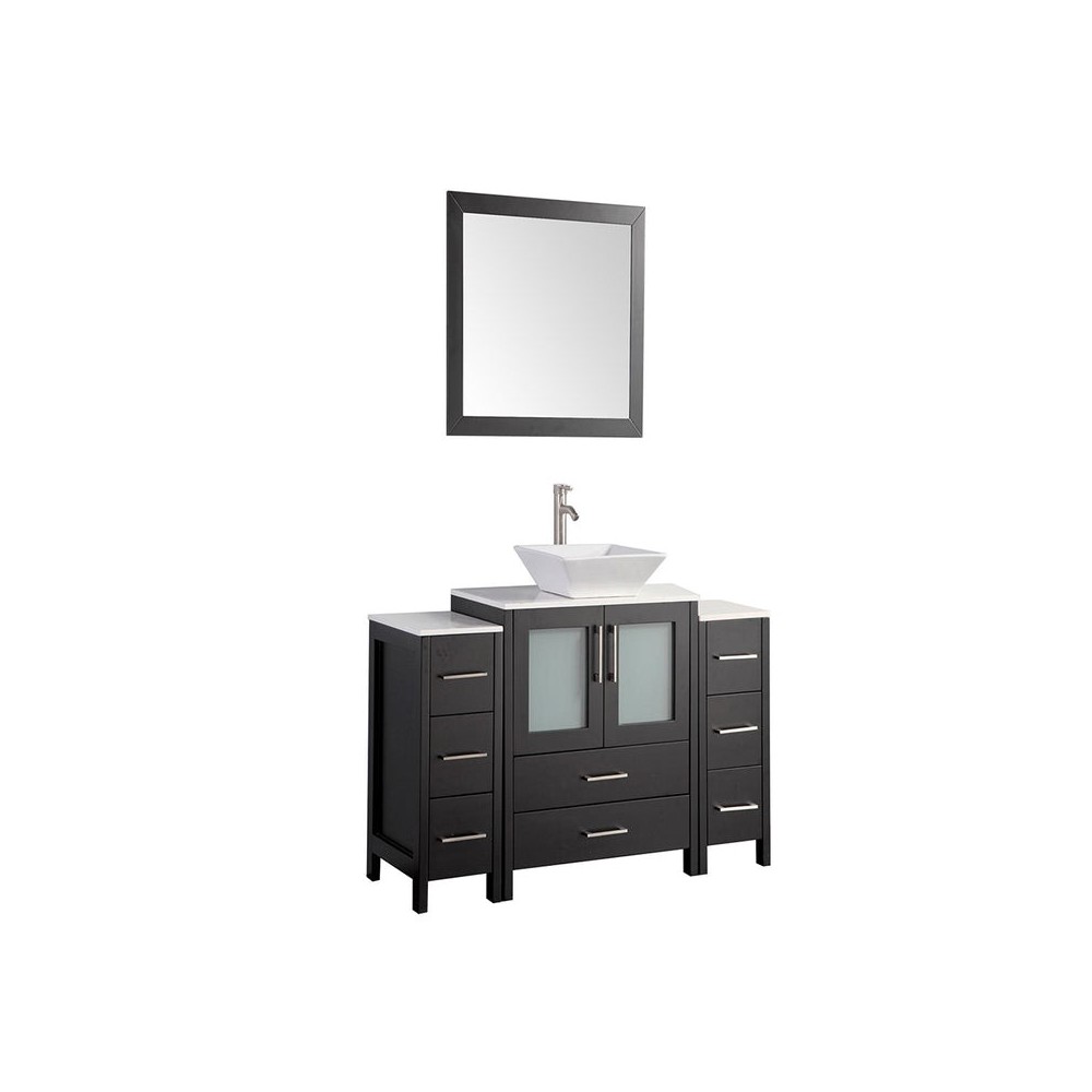 54" sl sink vanity set, ceramic top, soft close, drawers, Espresso, VA3130-54E