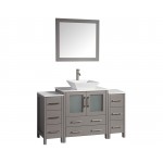 54" sl sink vanity set, ceramic top, soft close, drawers, Gray, VA3130-54G
