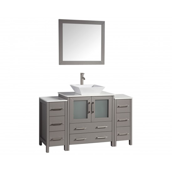 54" sl sink vanity set, ceramic top, soft close, drawers, Gray, VA3130-54G