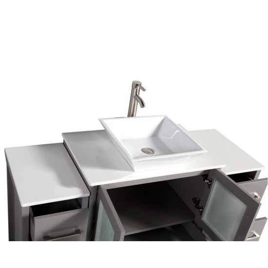 54" sl sink vanity set, ceramic top, soft close, drawers, Gray, VA3130-54G