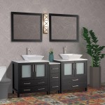 72" dbl sink vanity set, ceramic top, soft close, drawers, Espresso, VA3130-72E